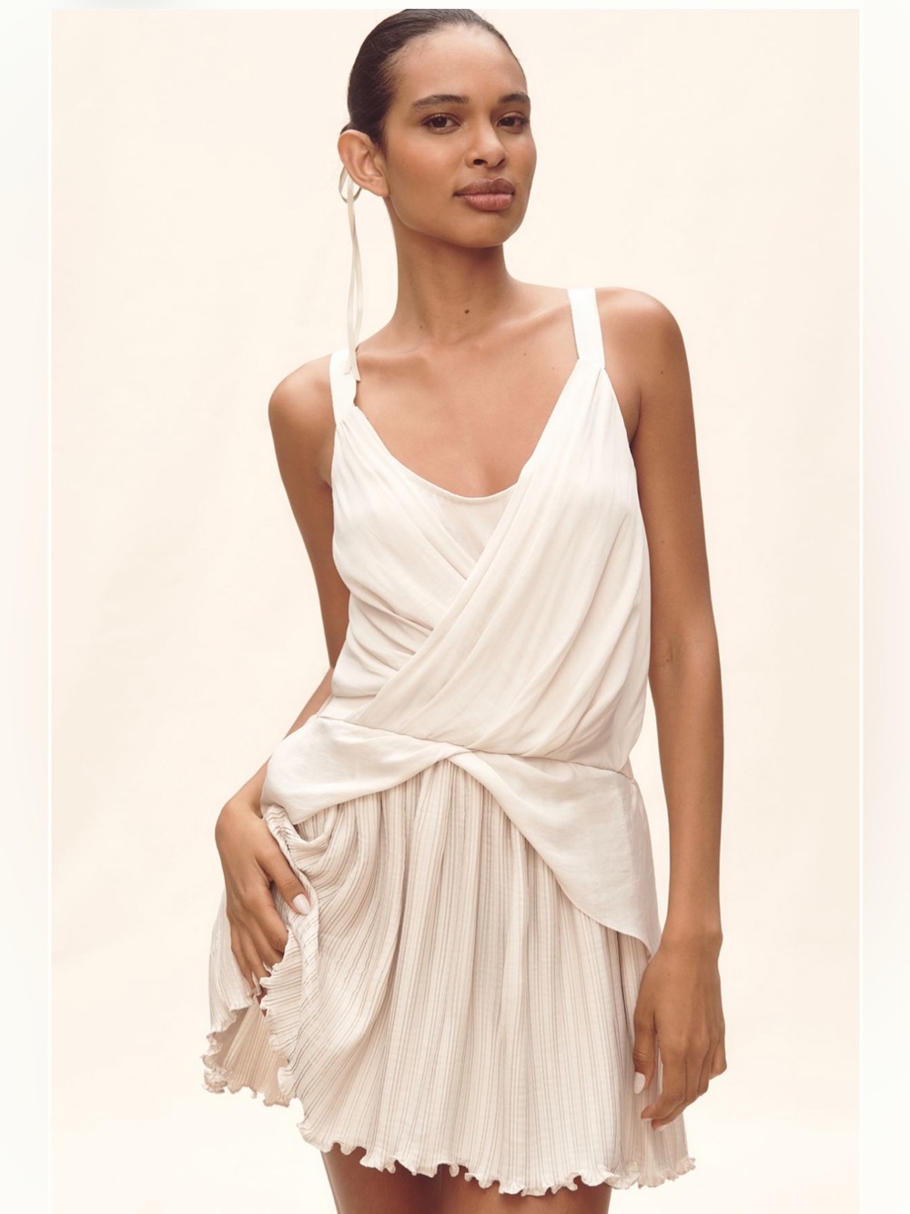 NWT By Anthropologie sleeveless pleated mini dress